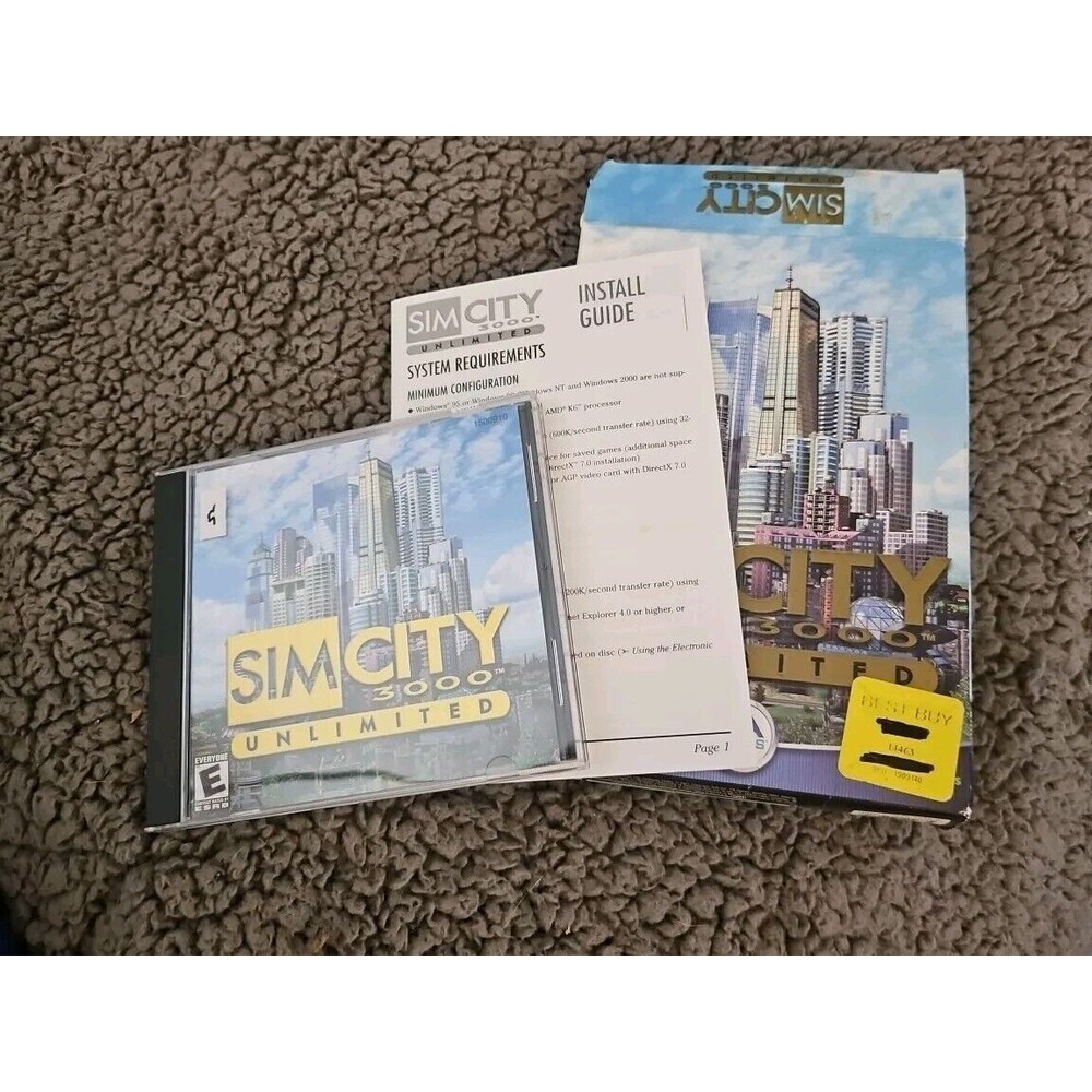 Big Box SimCity 3000 Unlimited (PC, 2000) Big Box No Manual